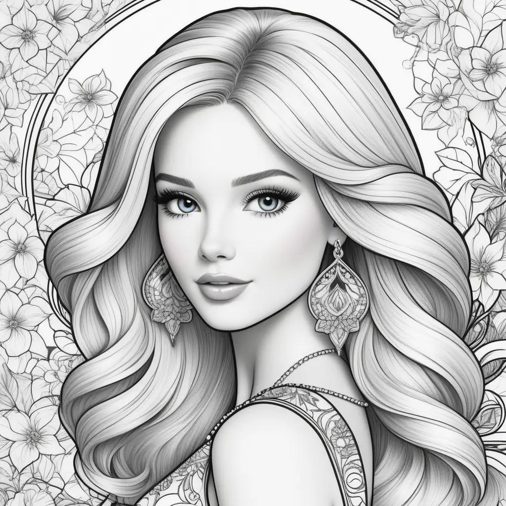 Barbie coloring pages with black and white