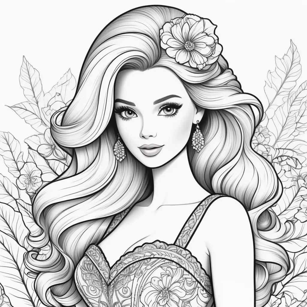 Barbie coloring pages with black and white hair