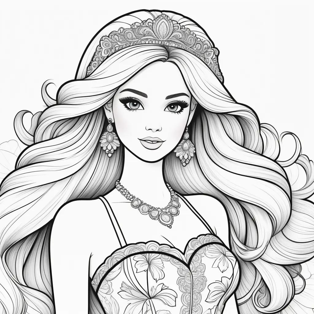 Barbie coloring pages with intricate details and designs