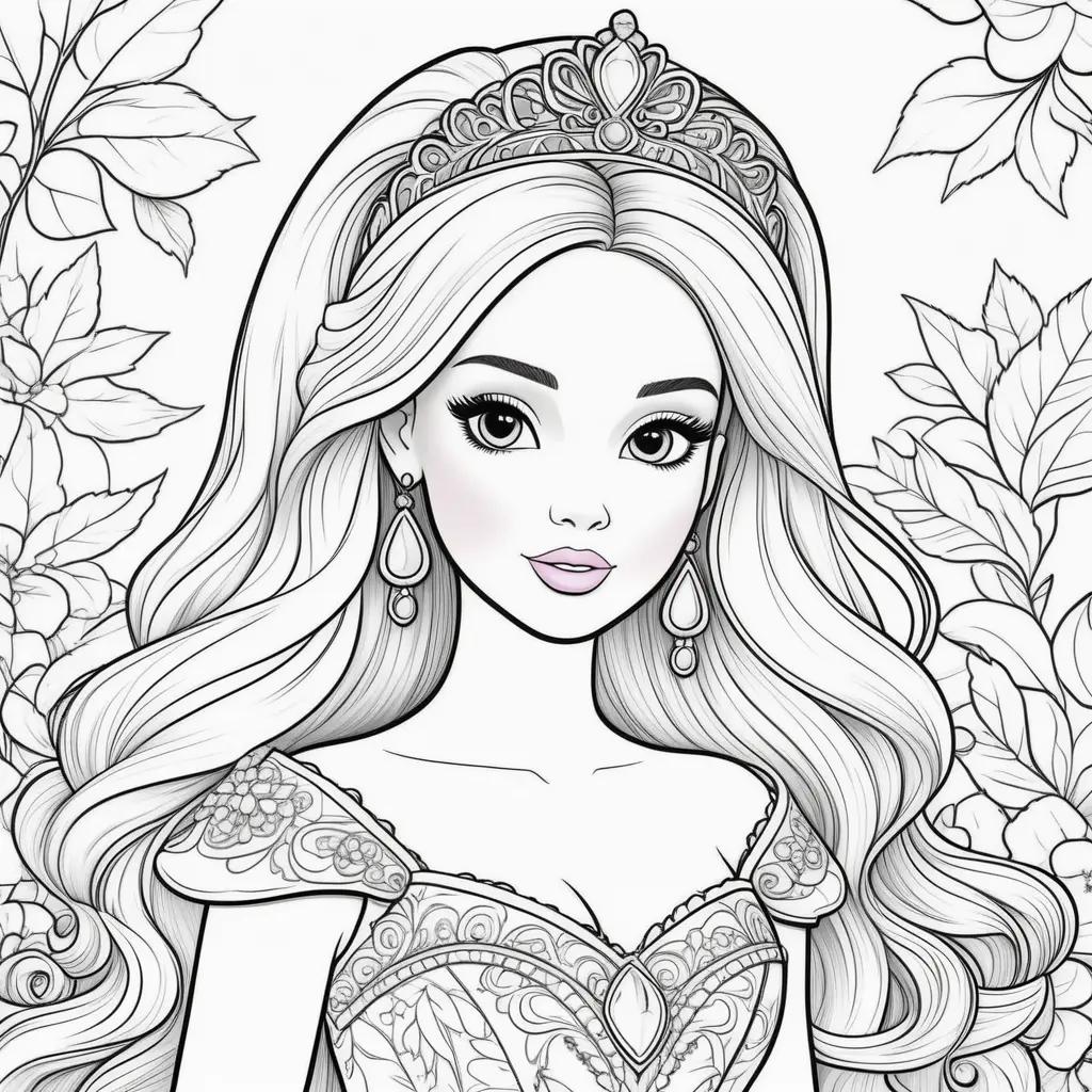 Barbie princess coloring pages with detailed drawing of a woman