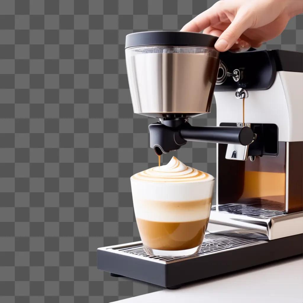 Barista making a cappuccino with a frothing machine