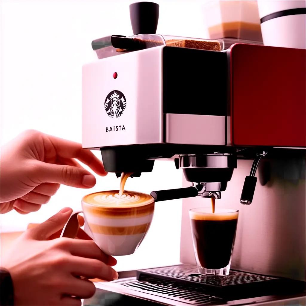 Barista making espresso at a Starbucks machine