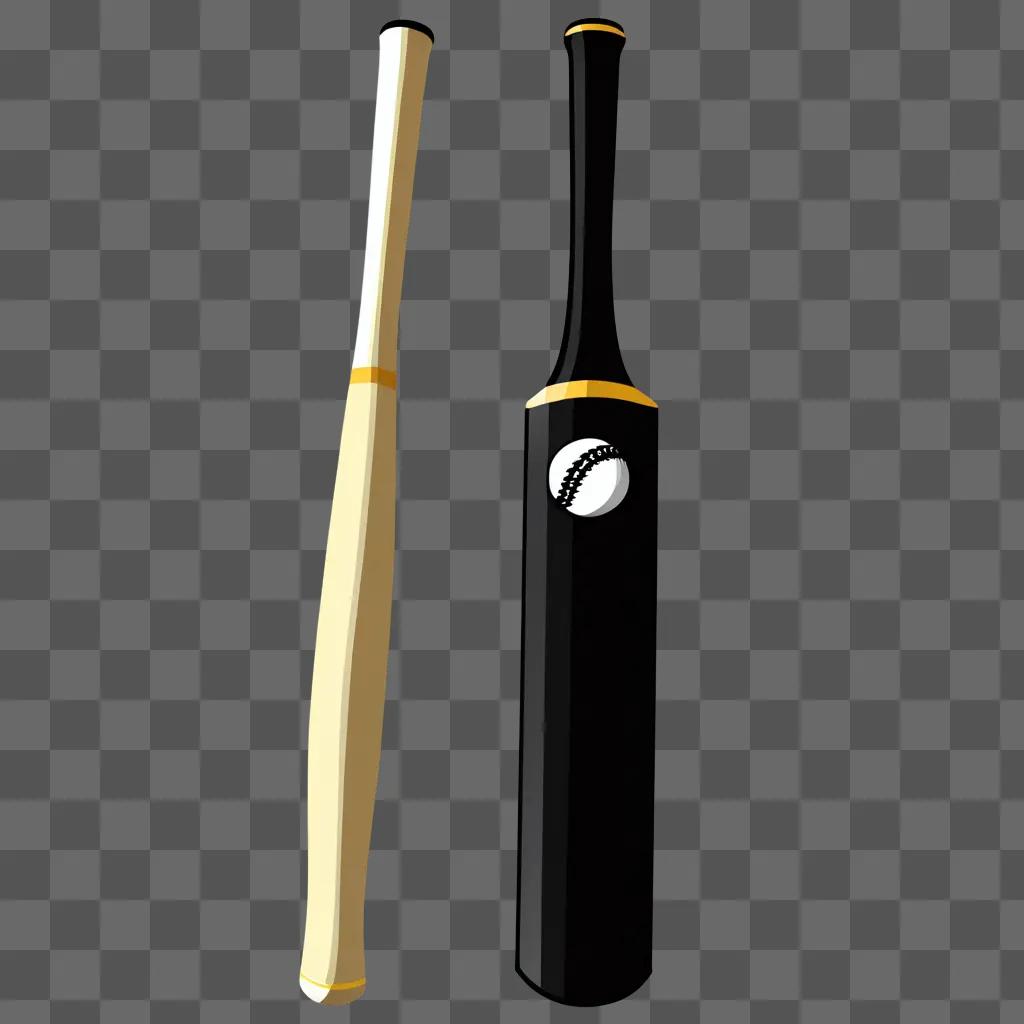 Baseball bat with yellow and black colors clipart