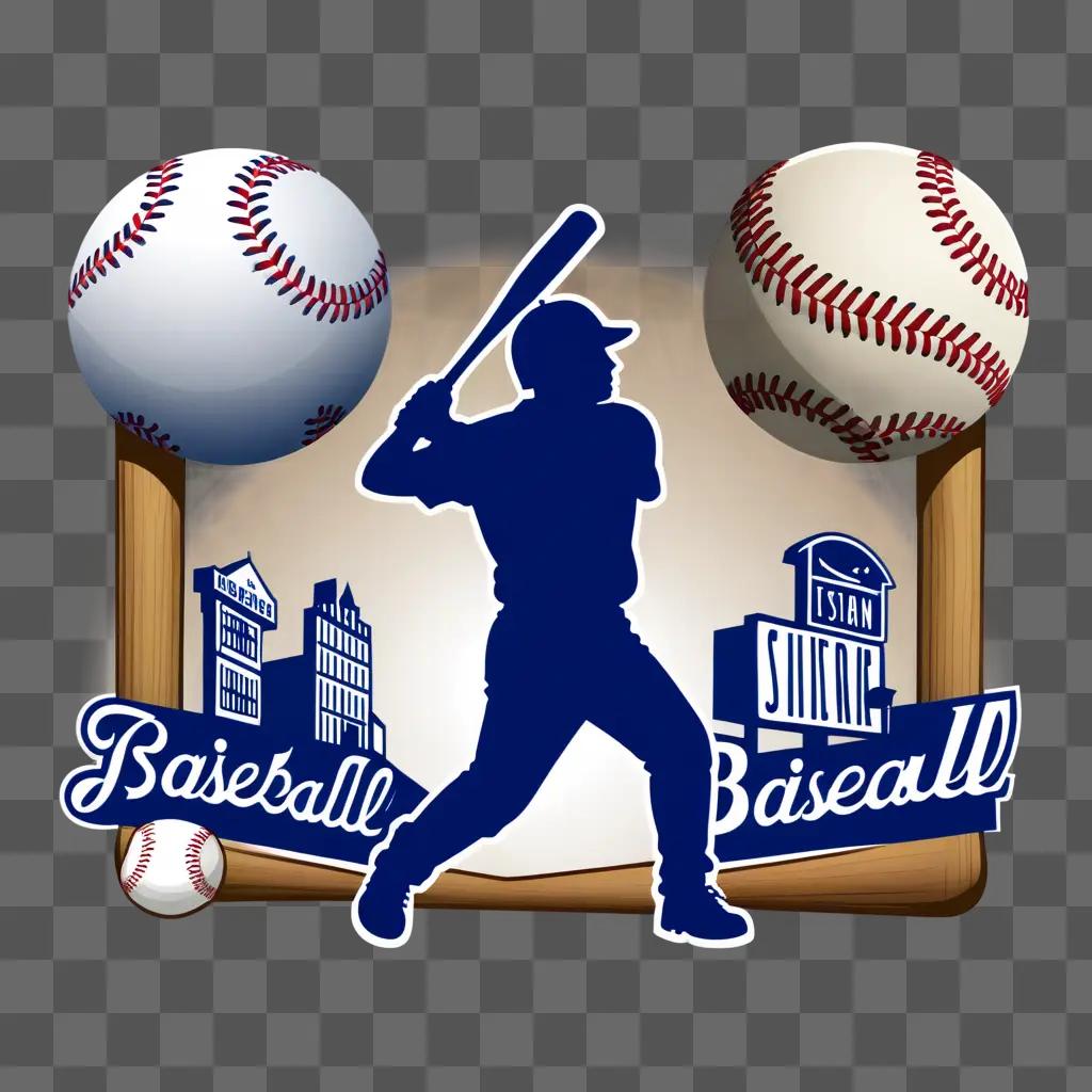 Baseball clipart with a silhouette of a baseball player