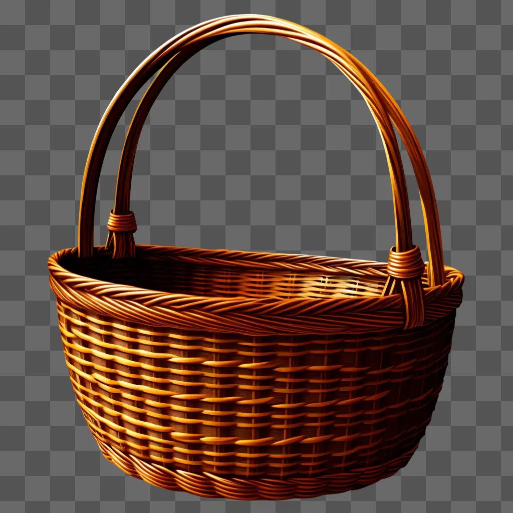 Basket with handles and wooden design