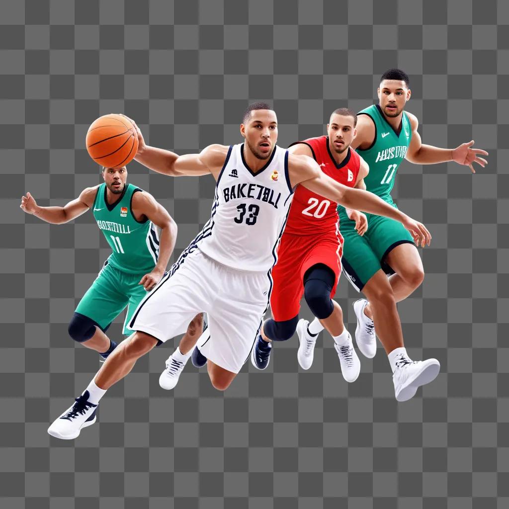 Basketball players are shown in 3D animation