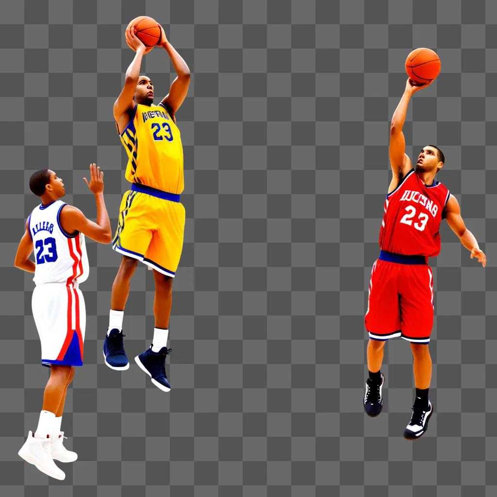 Basketball players in motion in basketball clipart