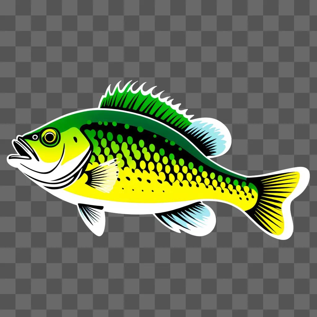 Bass fish clipart design on green background