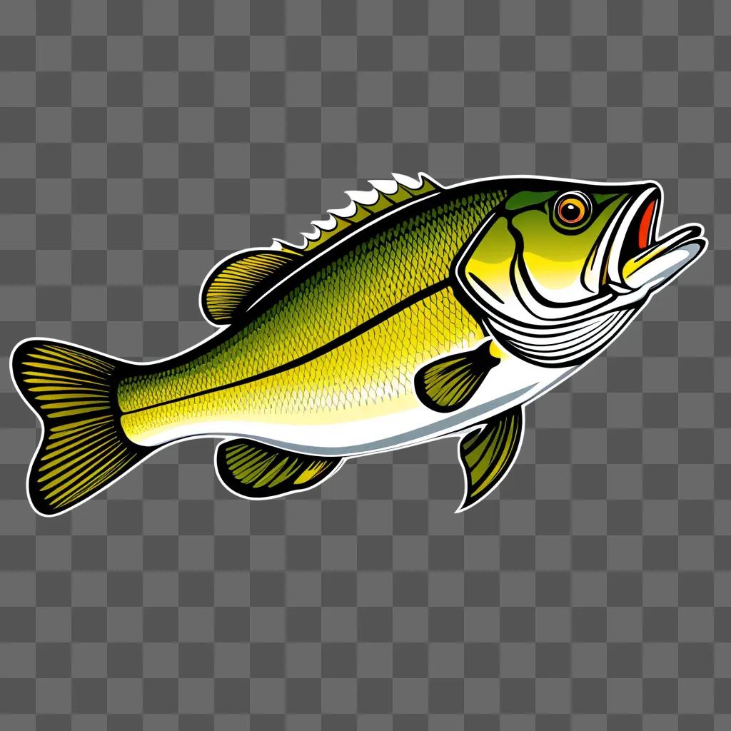 Bass fish clipart with bright white belly