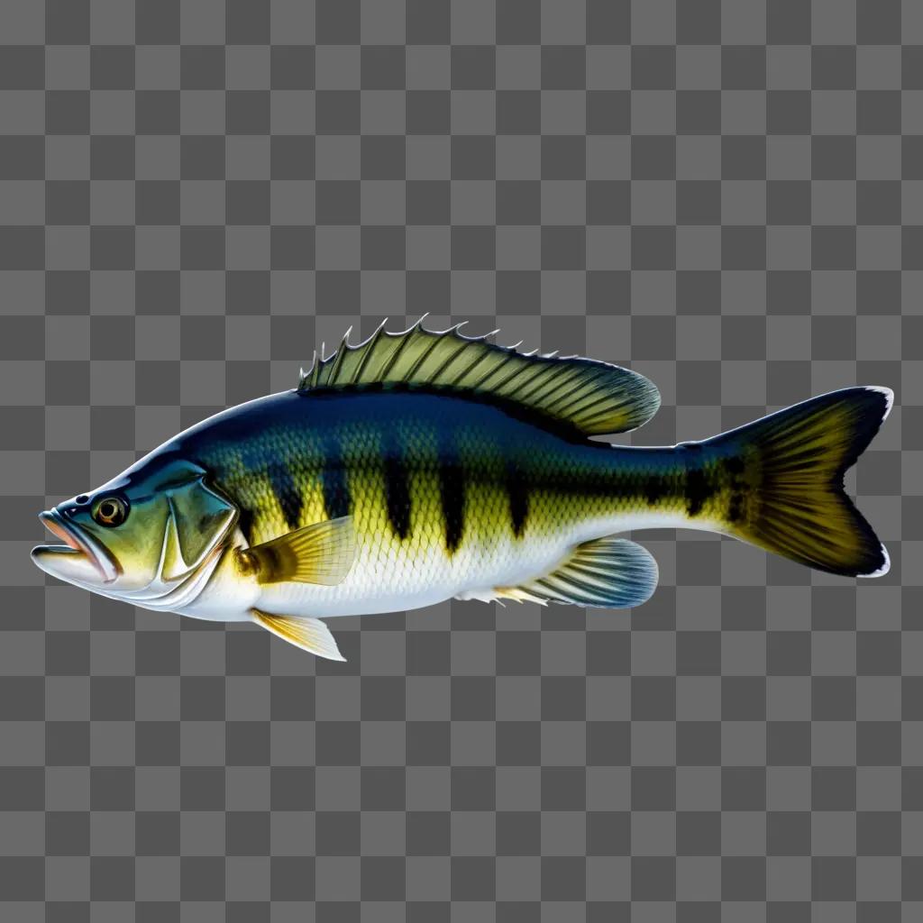 Bass fish clipart with yellow and black stripes