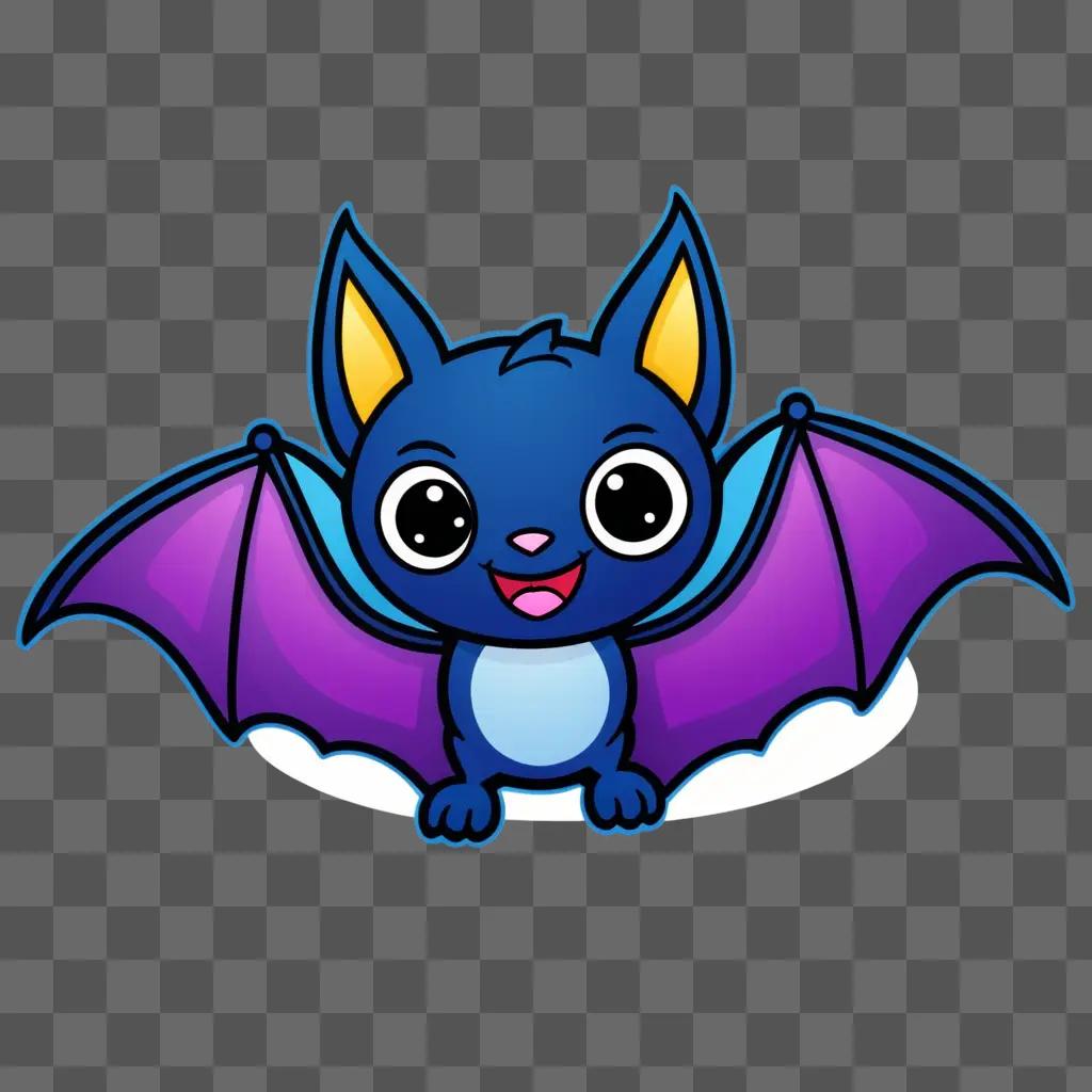 Bat with wings and eyes sitting on purple background