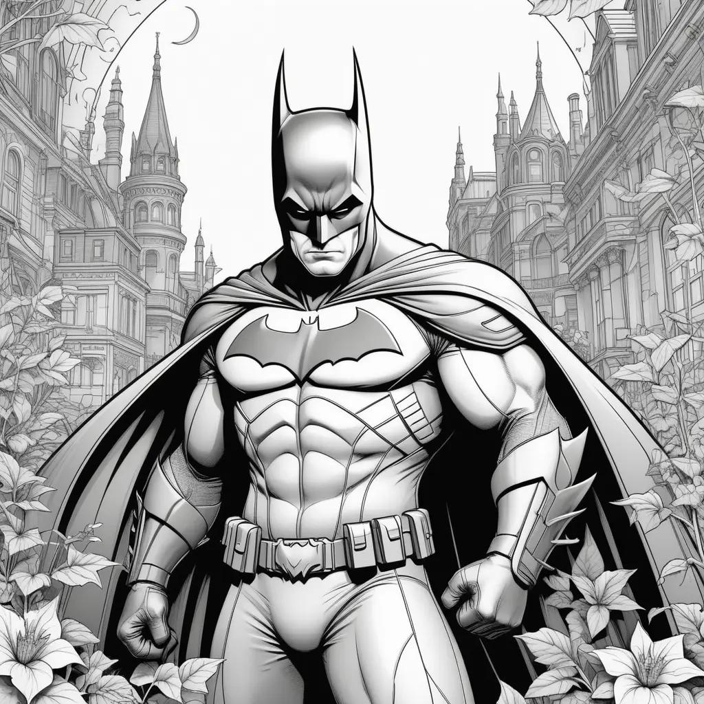 Batman Coloring Page in Black and White