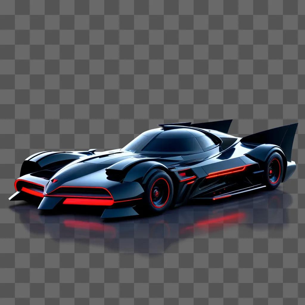 Batmobile with red accents and black top