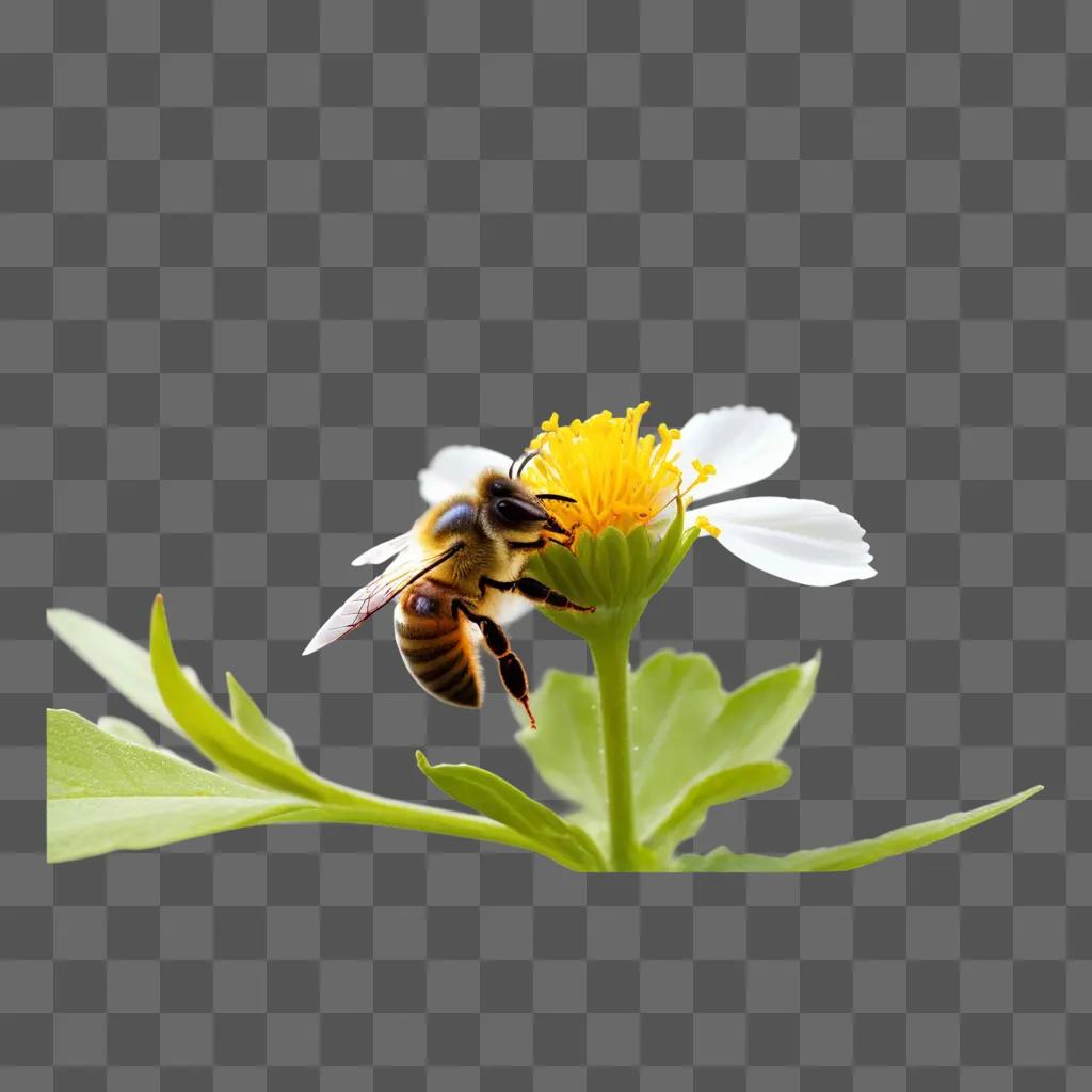 Bee flies over a flower with a transparent background