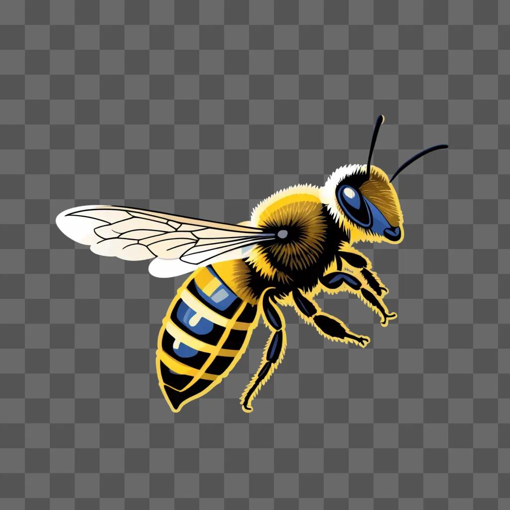 Bee with light blue wings on beige background