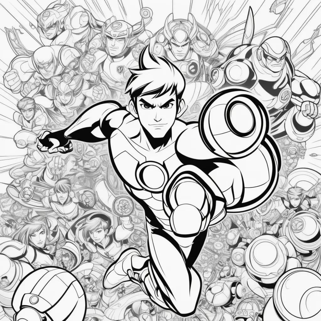 Ben 10 Coloring Pages Featuring Ben and the Team