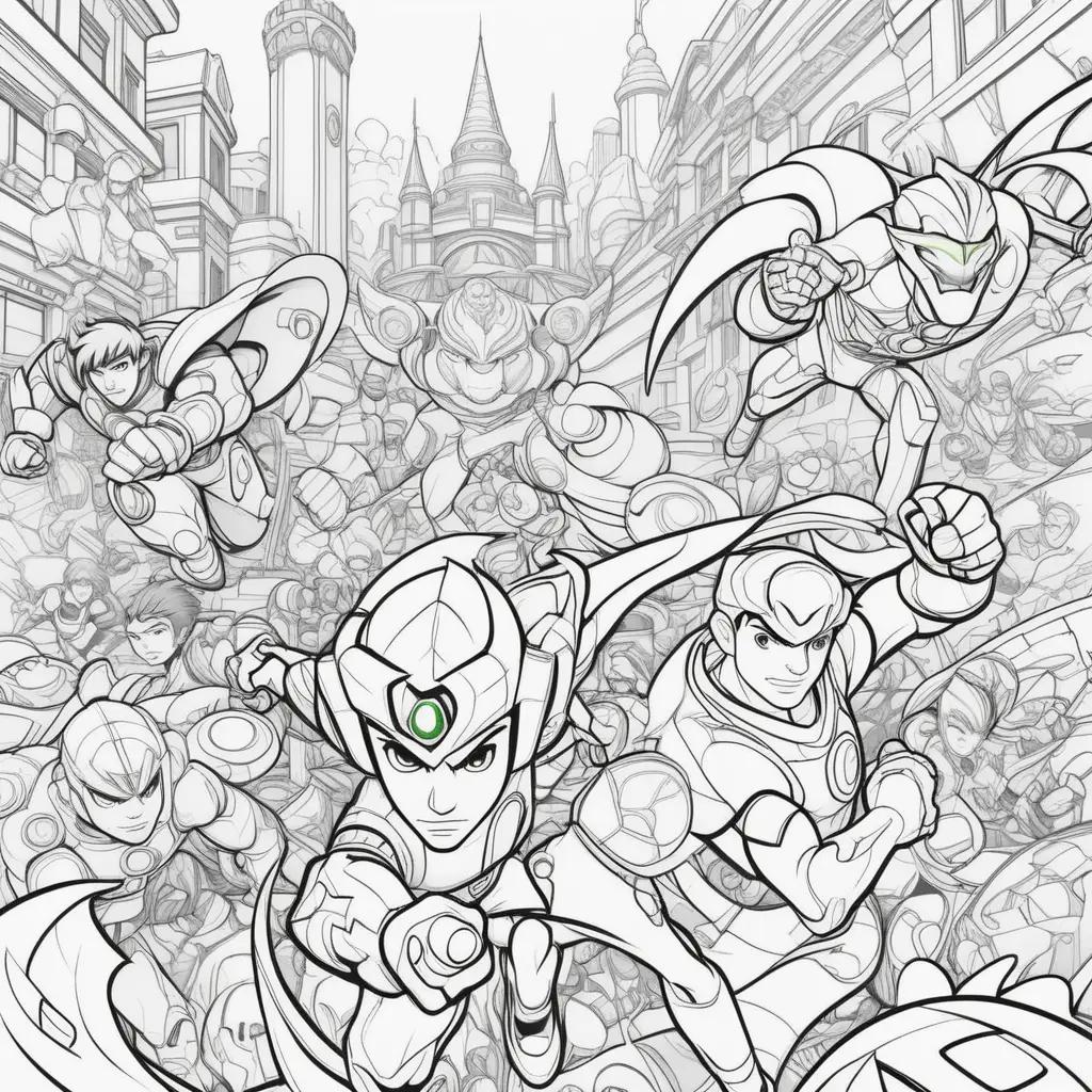 Ben 10 coloring pages of a colorful city