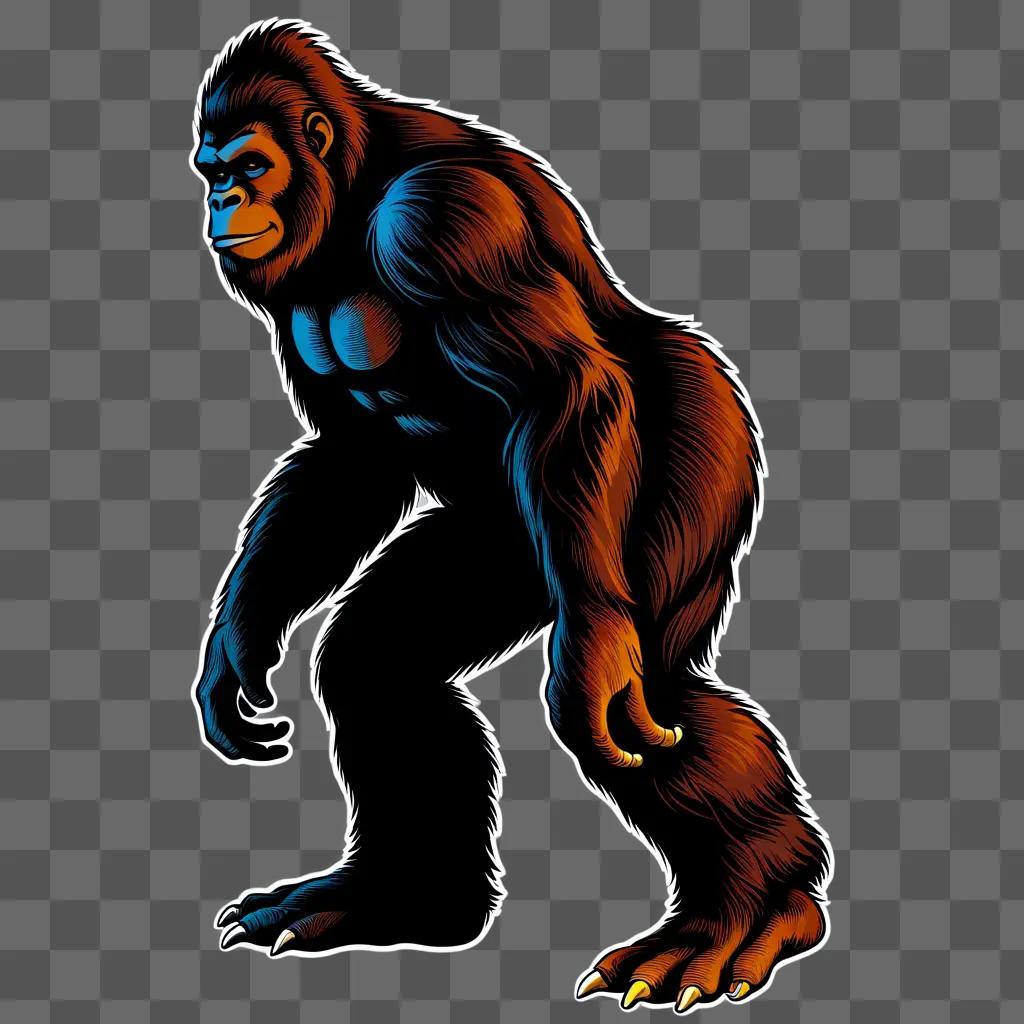 Bigfoot stands in the dark