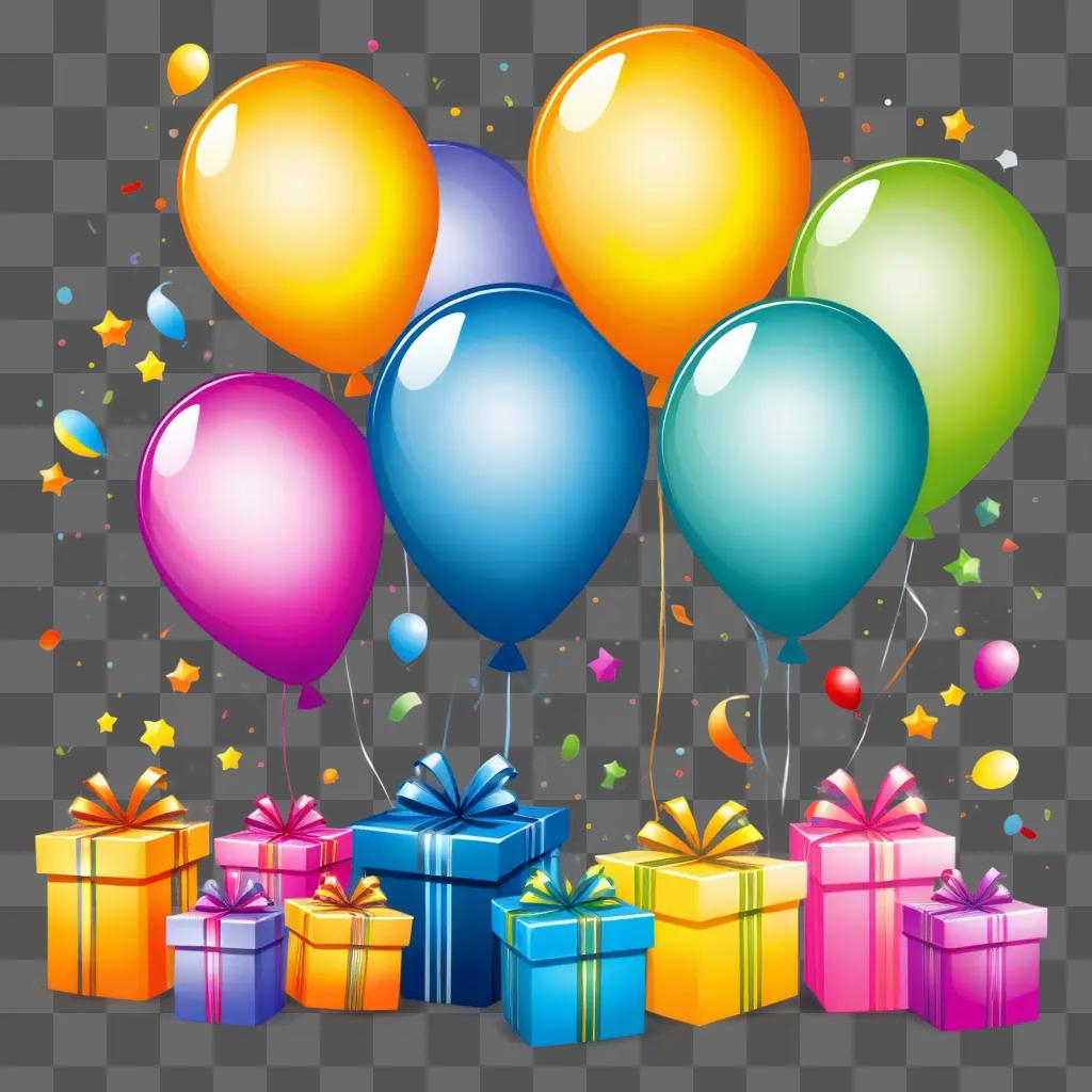 Birthday balloons and gifts, Happy Birthday clip art