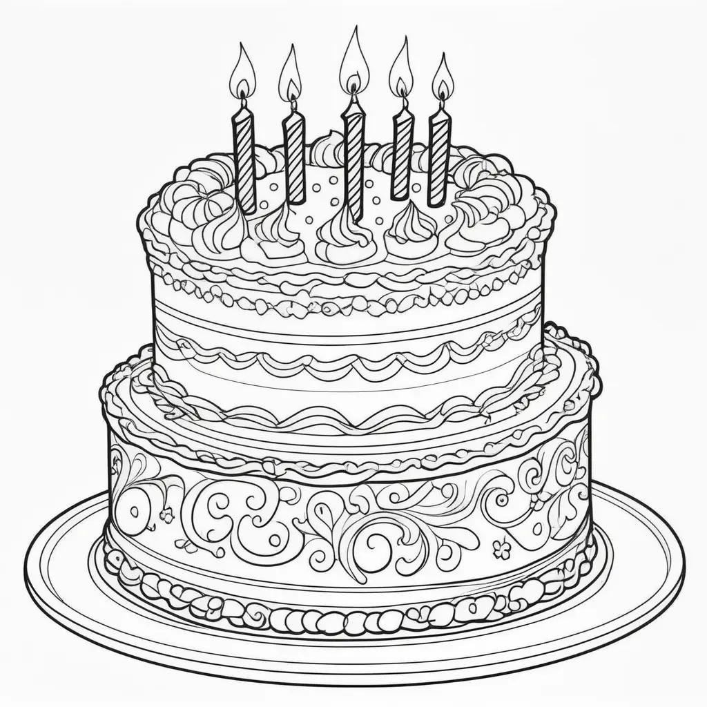 Birthday cake coloring pages for adults and kids