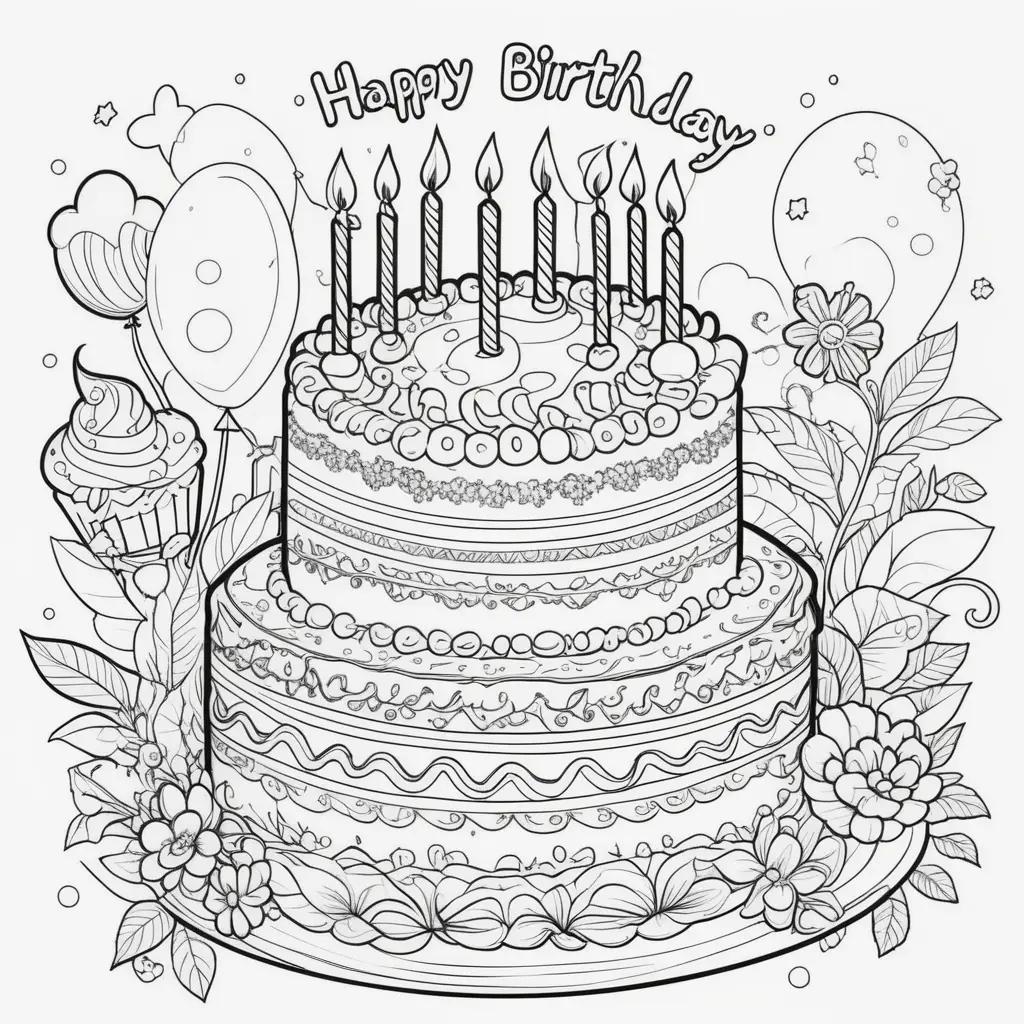 Birthday cake coloring pages for kids