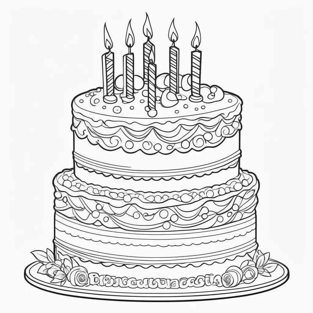 Birthday cake coloring pages for kids