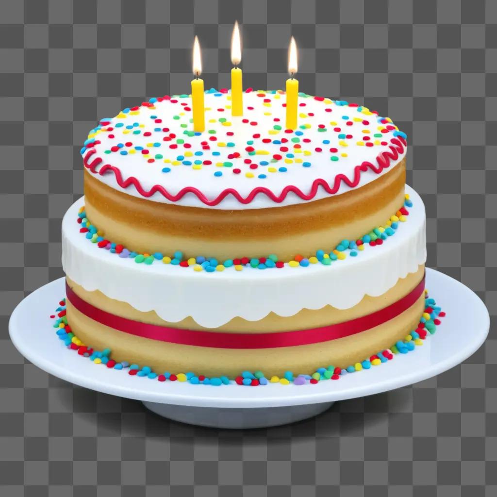 Birthday cake with candles and colorful decorations