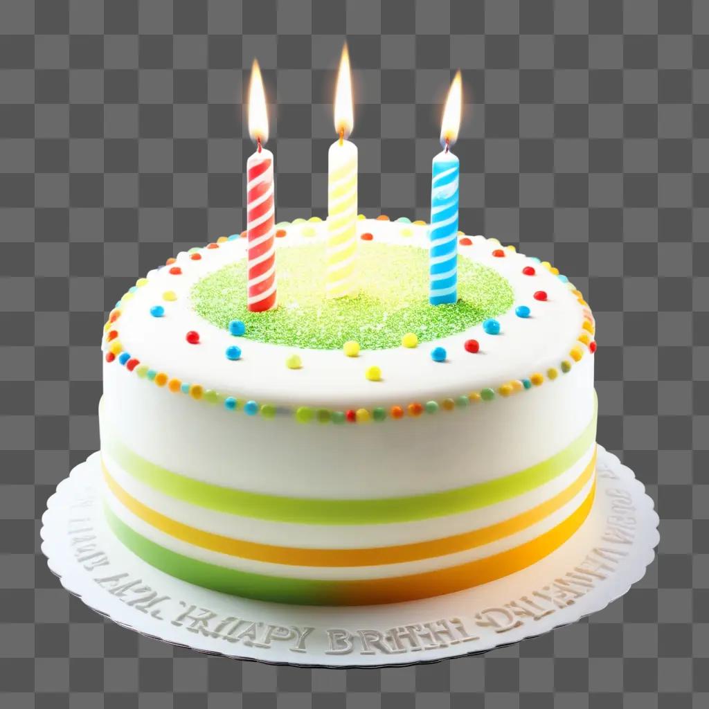 Birthday cake with candles and colorful decorations