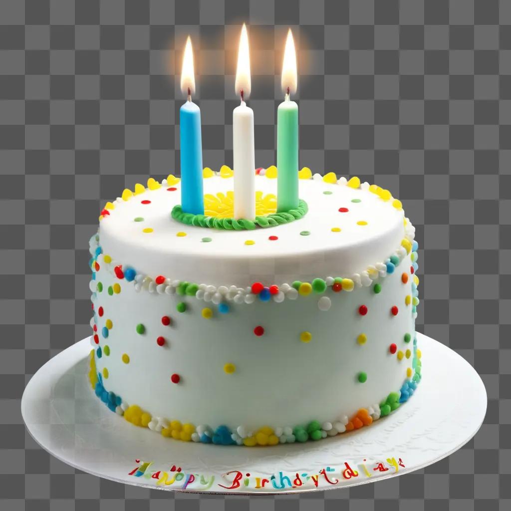 Birthday cake with candles and colorful decorations