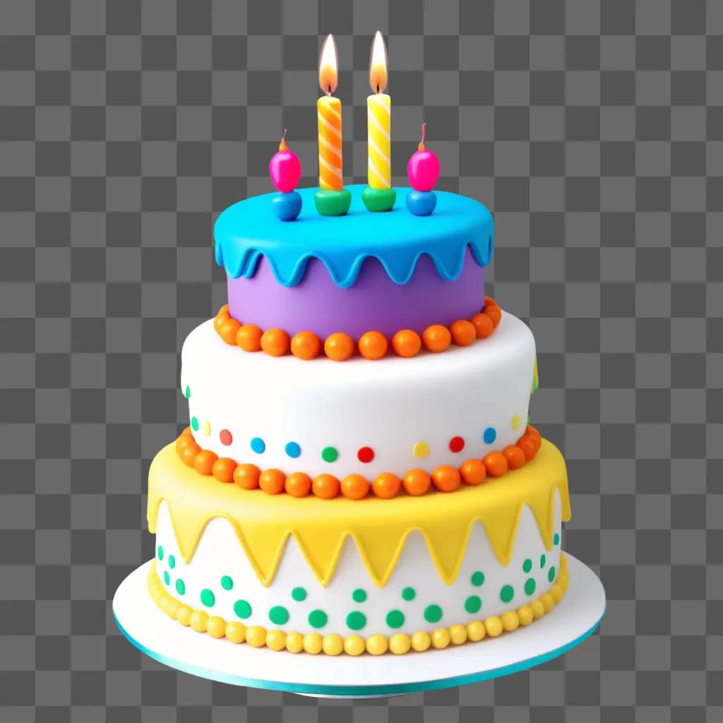 Birthday cake with colorful candles on top