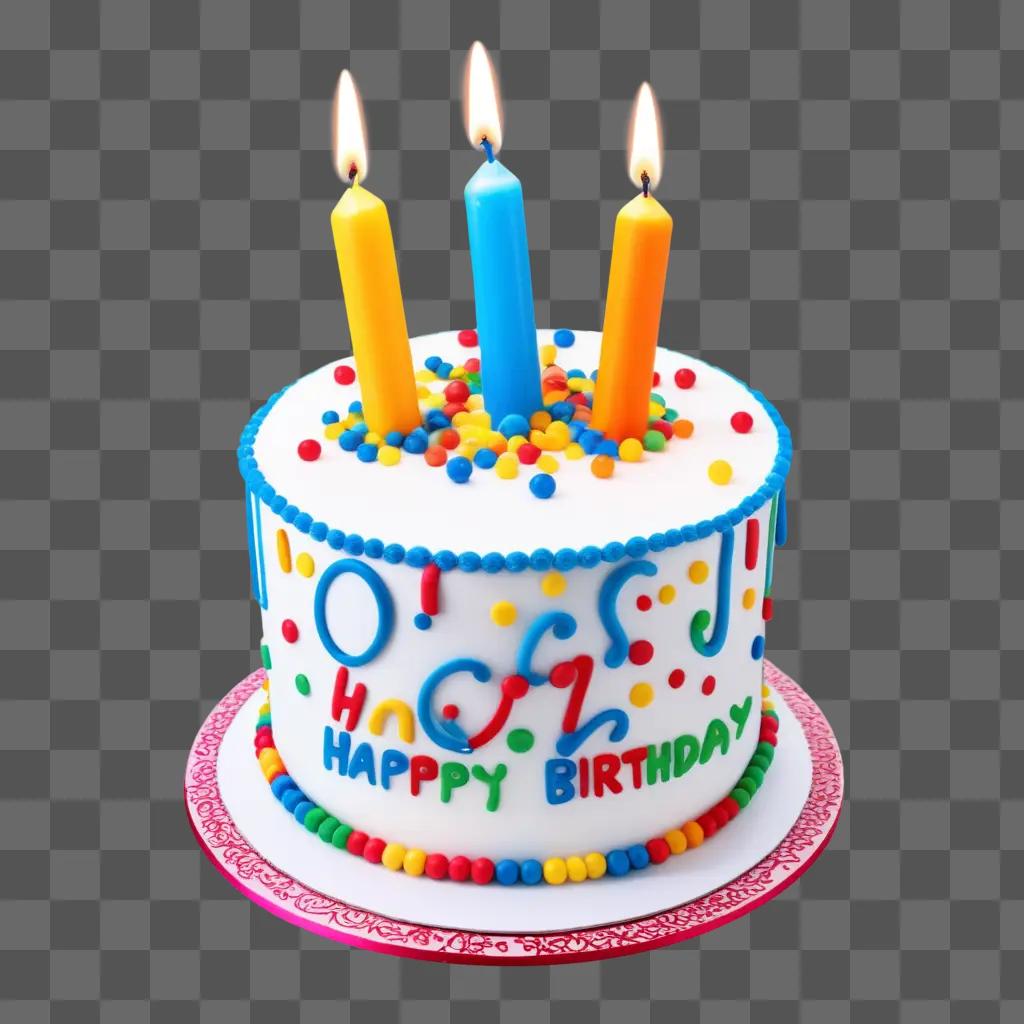 Birthday cake with multicolored candles