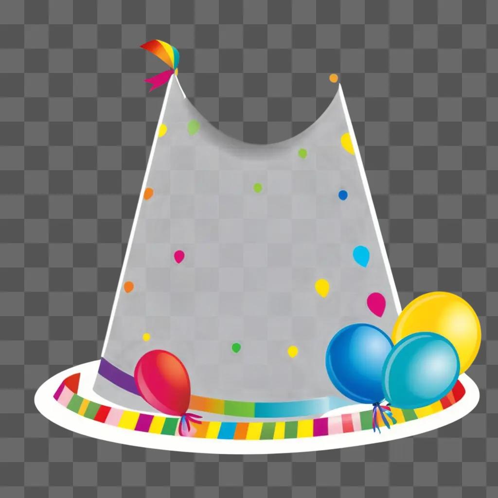 Birthday hat with balloons and polka dots