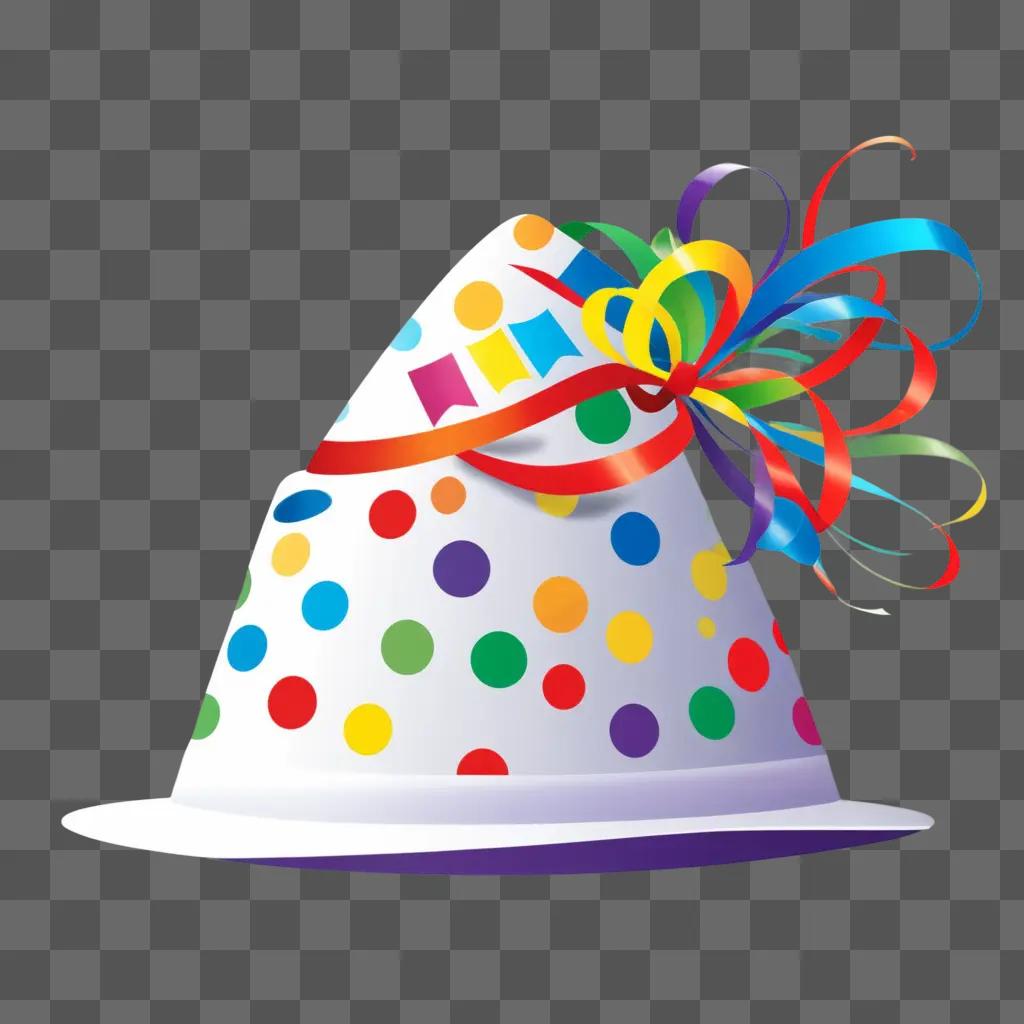 Birthday hat with colorful polka dots and ribbon