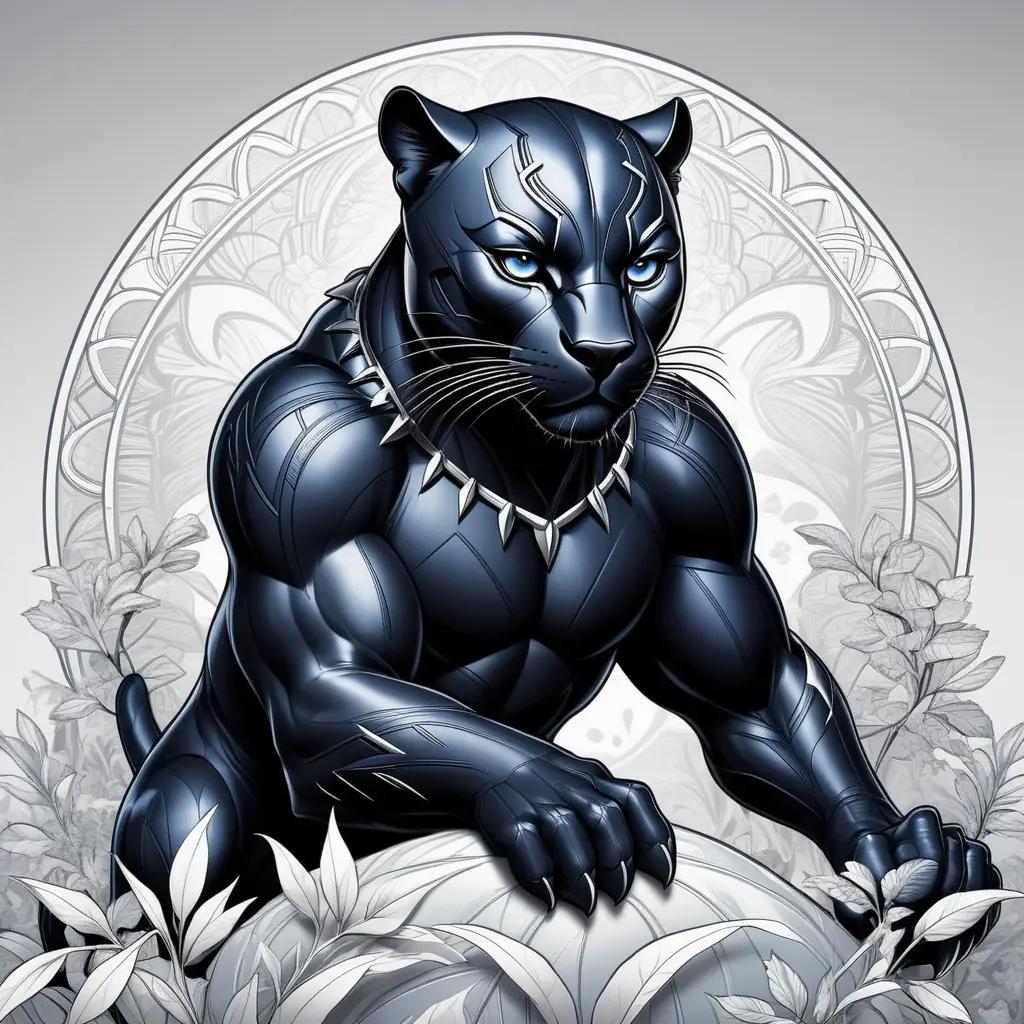 Black Panther coloring page with a white background