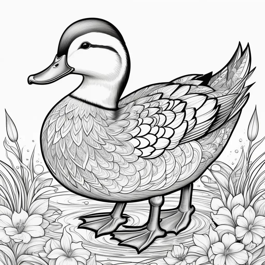 Black and White Duck Coloring Page