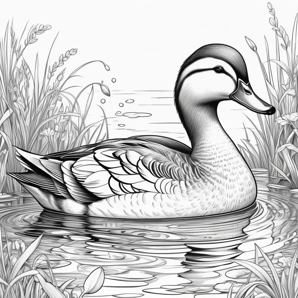 Black and White Duck Coloring Page