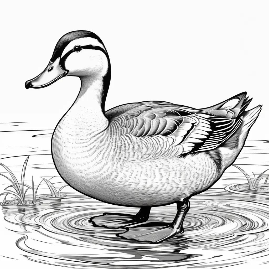 Black and White Duck Coloring Page