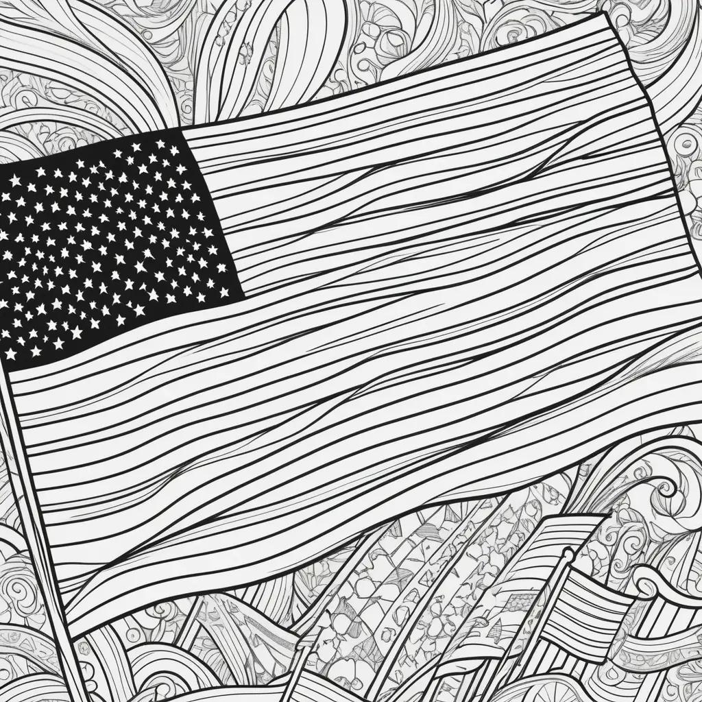 Black and white American flag color page