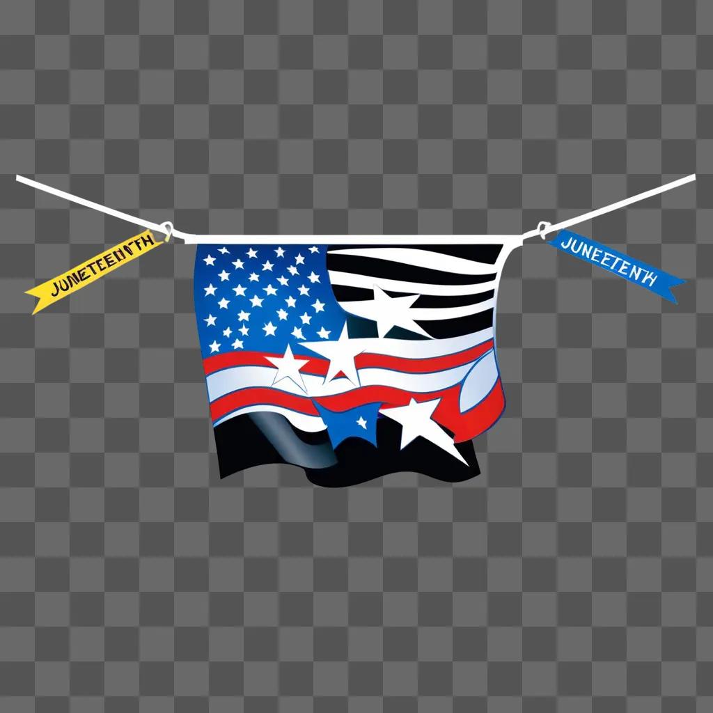 Black and white American flag with stars and stripes