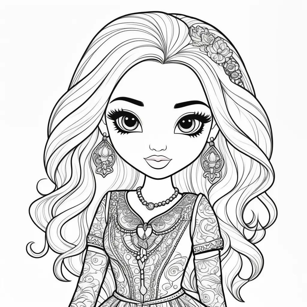 Black and white Bratz doll coloring pages