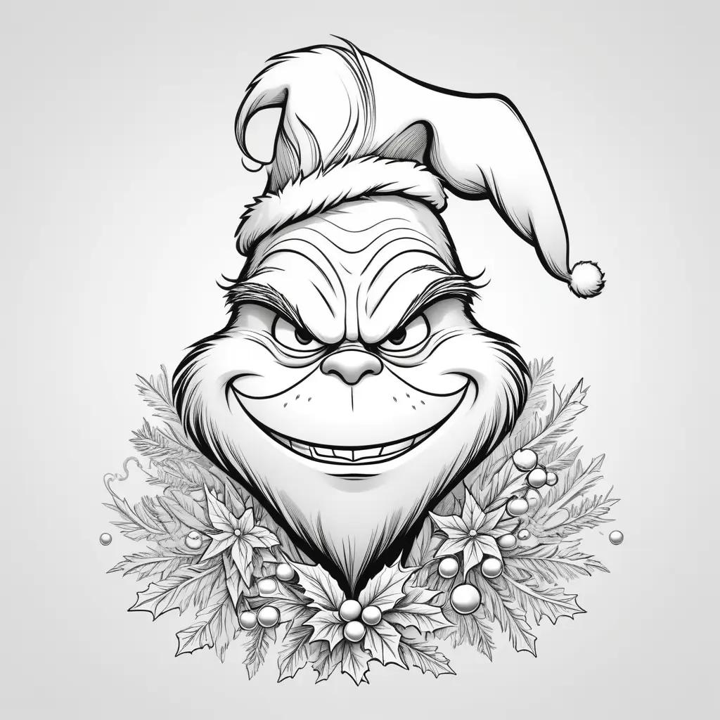 Black and white Christmas Grinch coloring pages