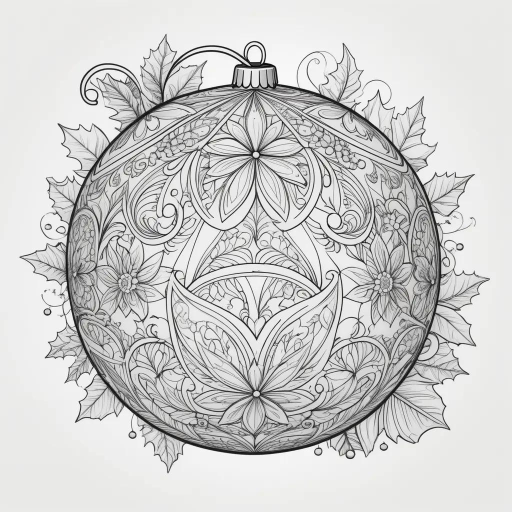 Black and white Christmas ball coloring page