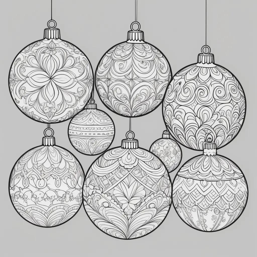 Black and white Christmas ornament coloring pages