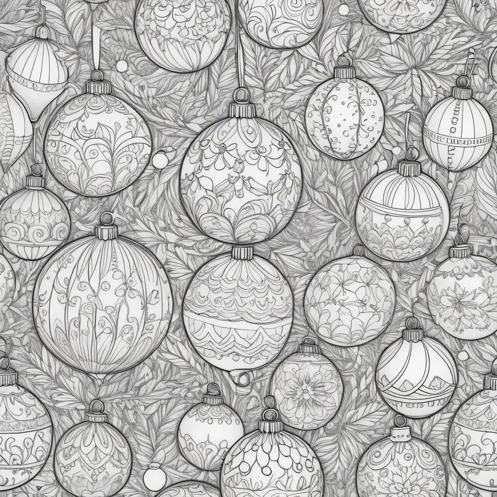 Black and white Christmas ornament coloring pages