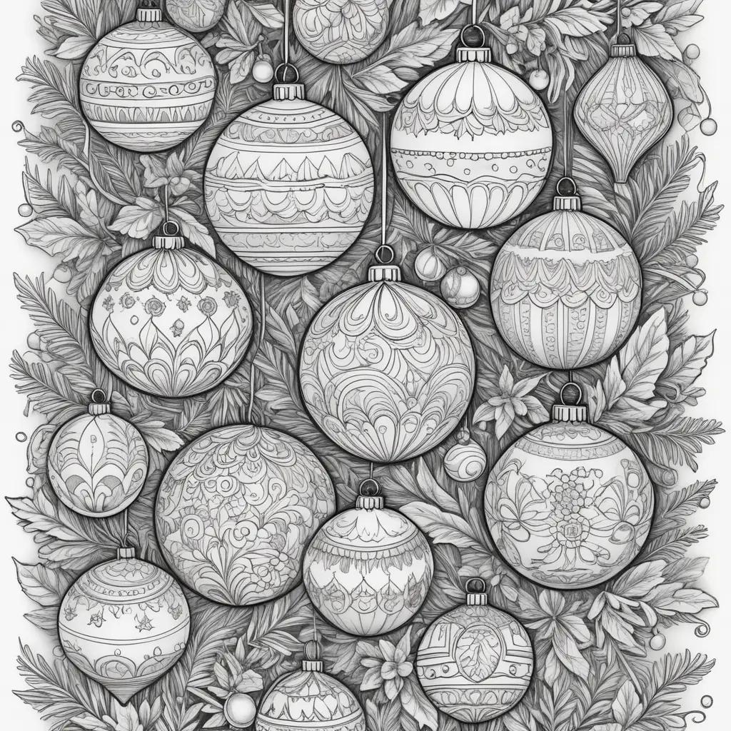 Black and white Christmas ornament coloring pages