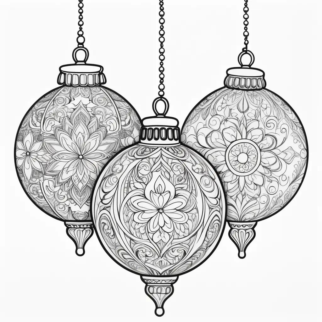 Black and white Christmas ornaments coloring pages