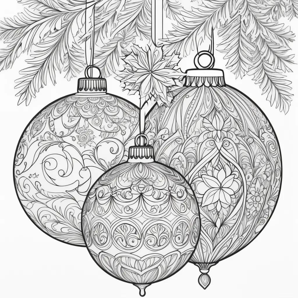 Black and white Christmas ornaments coloring pages