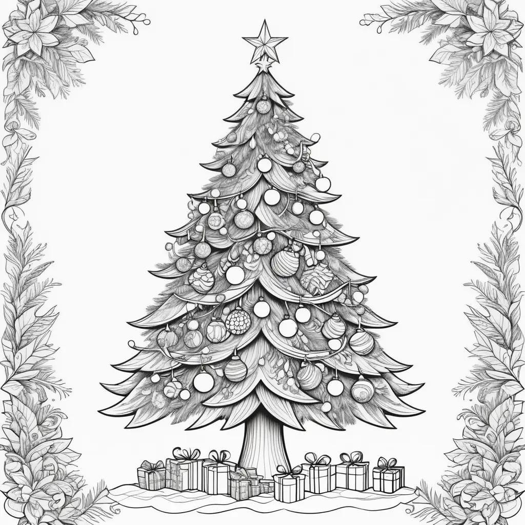 Black and white Christmas tree color page