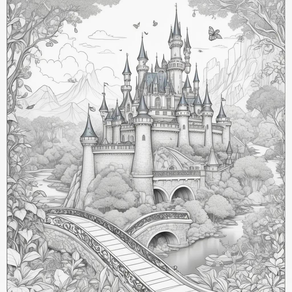 Black and white Disney castle color pages