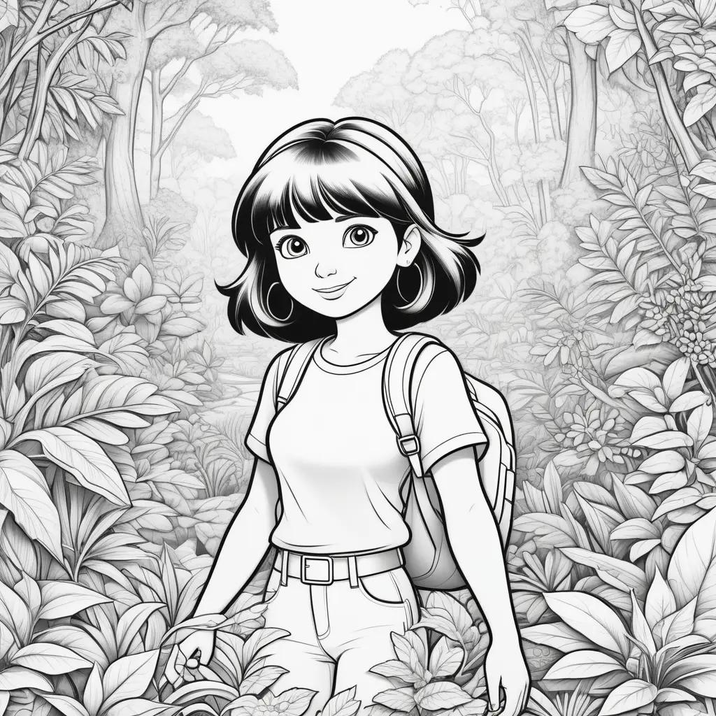 Black and white Dora coloring pages